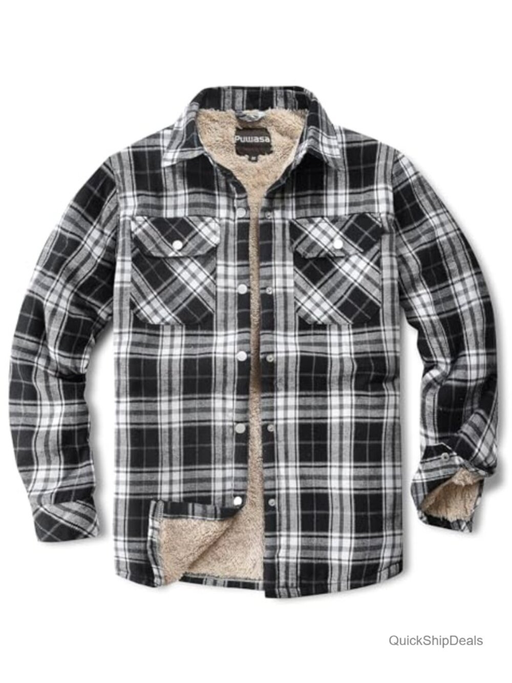 Women's Sherpa Lined Flannel Plaid Jacket Cotton Button Down Casual Coat